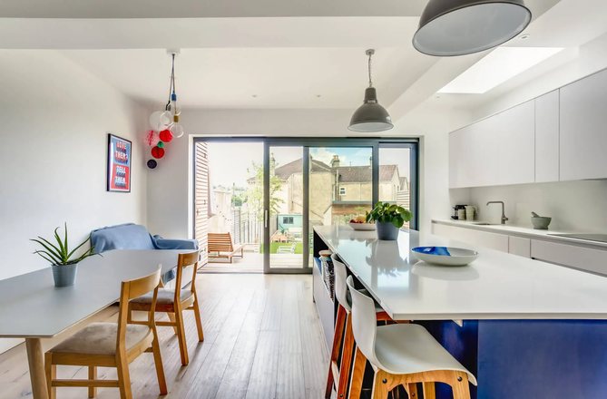 Junction Road extension - open-plan kitchen and dining space with bifold doors to the garden