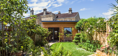 Junction Road extension - view from the garden to the larch-clad rear extension