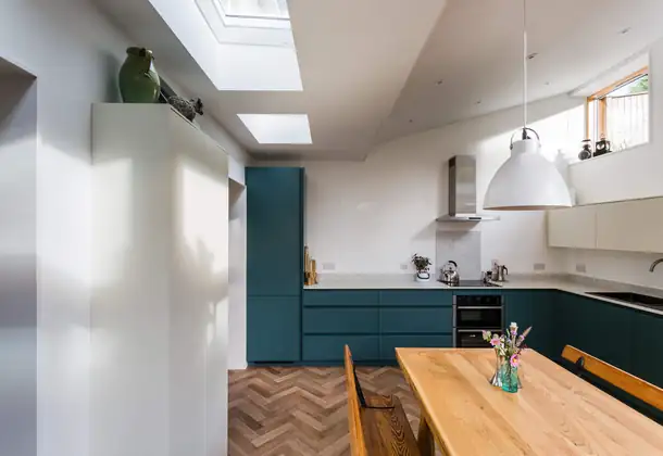 Baytree Road kitchen side return extension maximizing space in terraced Bath home